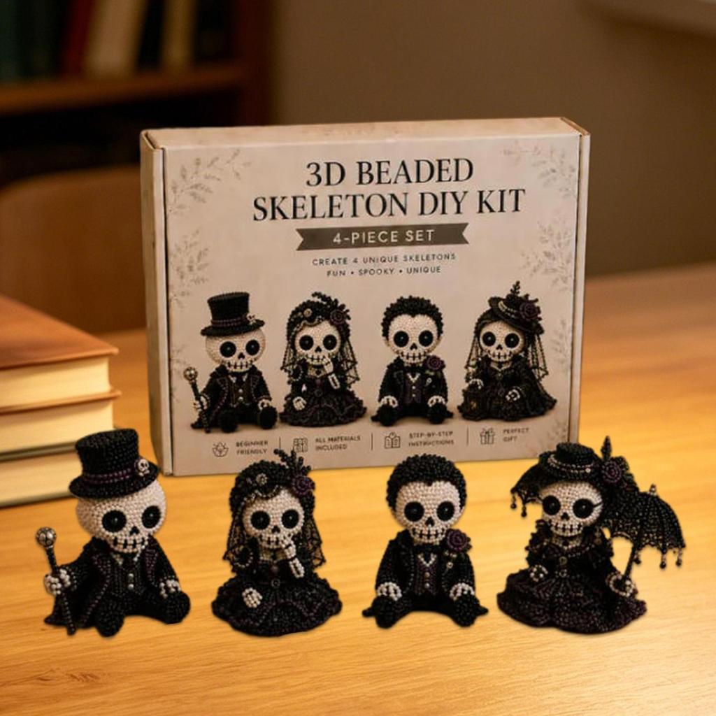 3D Perlen Halloween Totenkopf Set 3D Handgemachte Totenkopf Dekoration Mit Anleitung Skelett Bastelset Für Geburtstagsfeier Aktivität