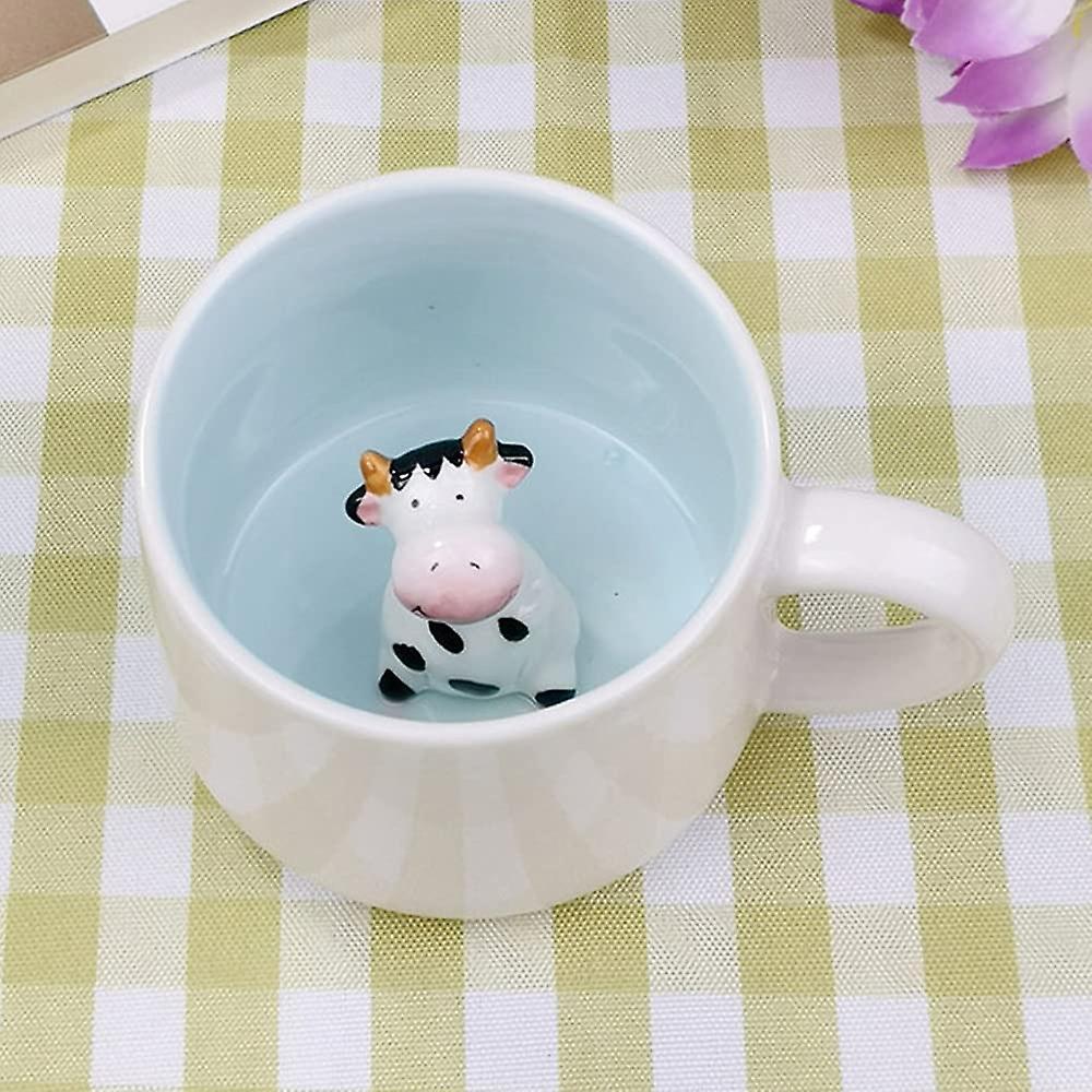 3D Animal Coffee Mug with Cute Cow Inside, Funny Cartoon Figurine Milk Tea Cup, Christmas Birthday C