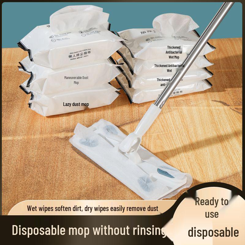 Static-Free Disposable Mop: One-Wipe Clean for Wet & Dry Use, No Hand Washing Needed 1 Pack Dry Wipes (No Mop)
