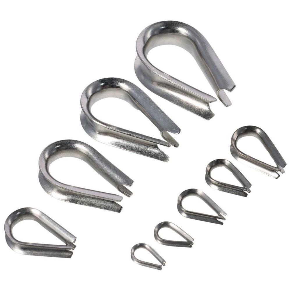 10pcs 304 Stainless Steel Wire Rope Thimbles 1.5-12mm Cable Wire Rope Clamp Rope Connecting Head