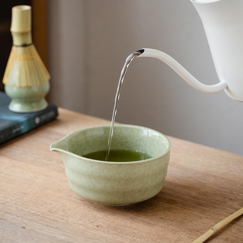 Ceramic Matcha Tea Ceremony Set with Hundred-Pronged Whisk, Whisk Holder, and Brush.