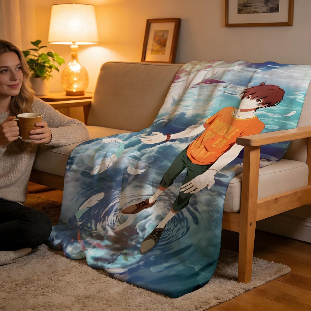 Throw High-Density Short Plush Blanket For Sofa Nap Air-Conditioned Room Soft Skin-Friendly Zankyou No Terror Anime