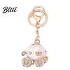 Girlfriend Keychain Gift Pendant Sparkling Rhinestones Pumpkin Carriage Shape Charm