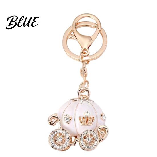 Girlfriend Keychain Gift Pendant Sparkling Rhinestones Pumpkin Carriage Shape Charm