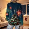 Women's V-Neck Long Sleeve Christmas Print Lightweight Blouse for Spring and Summer
