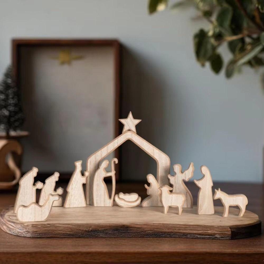 Mini Nativity Scene Decorations Stable Wooden Nativity Scene Set Nativity Scene Table Centerpiece