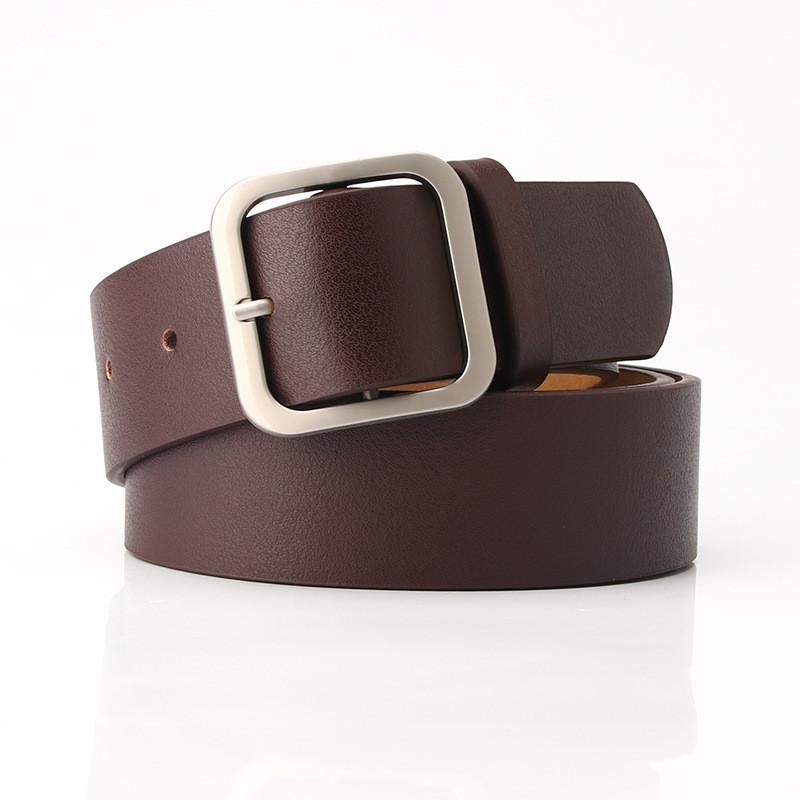 Minimalist Woman Leather Belt With Square Buckle Pu Material For Casual And Office Wear