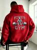 POWER GYM Fitness Barbell Muscle Man Hooded Sweatshirt, Unisex All-Match Casual Long-Sleeve Pullover, Comfortable, Suitable for Sp