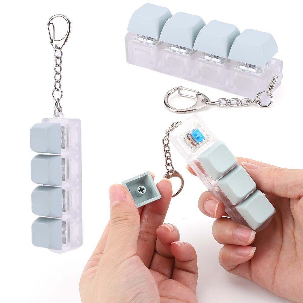 Tastatur Taste Spielzeug 4 Tasten Tastenkappe Fidget Spielzeug Druckknopf Tastenkappe Fidget Schlüsselanhänger Tastatur Klicker Spielzeug für Erwachsene Stressabbau