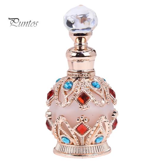 Kompakte Parfümflasche 15ML Vintage Luxus Nachfüllbare Flasche, Ätherisches Öl & Duft Glasspender Dubai Arabischer Stil Leerer Behälter für Reisen