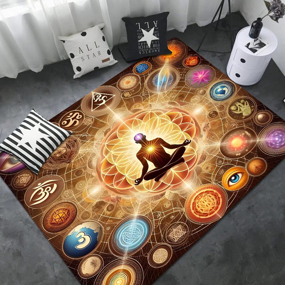 Rainbow 7 Chakra Mandala Bohemia Yoga Door Mat Washable Non-Slip Living Room Sofa Chairs Area Mat Kitchen Welcome Doormat