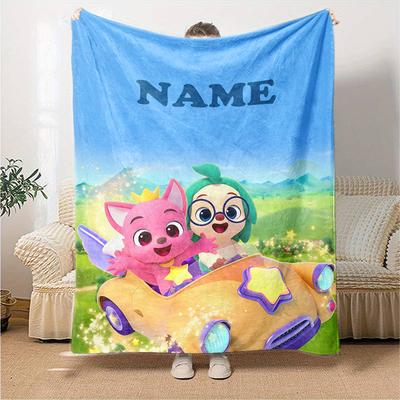 Custom Name Pinkfong Wonderstar Theme Printed Blanket - Perfect for Couch, Bed, Travel & Outdoor Use | Machine Washable, Cozy & Durable.