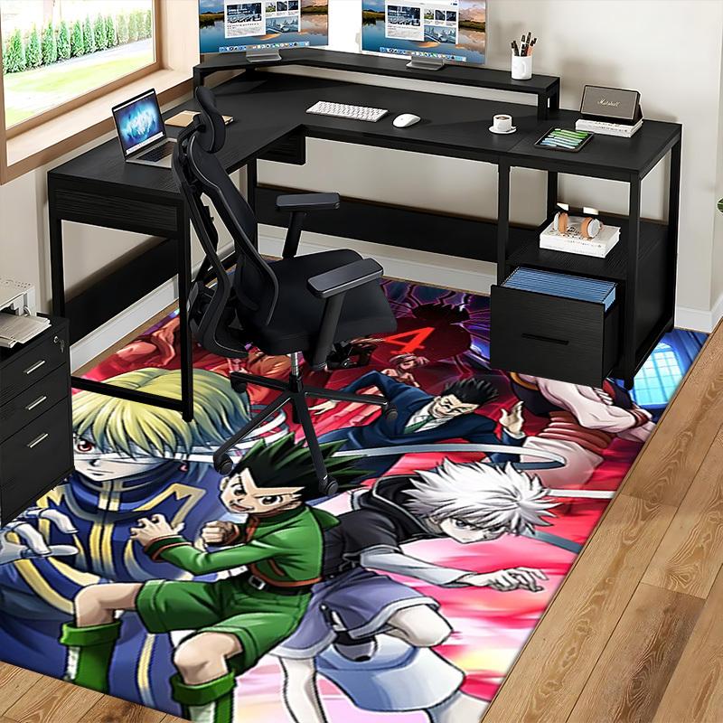 1 Stück Hunter x Hunter Leorio & Killua Anime Stuhlmatte - Schreibtischunterlage mit rutschfester Rückseite, Perfekt für Anime-Liebhaber und Fans der Serie!U082