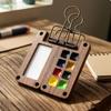 Watercolor Palette with Binder Clip Compact PocketSized Wooden Paint