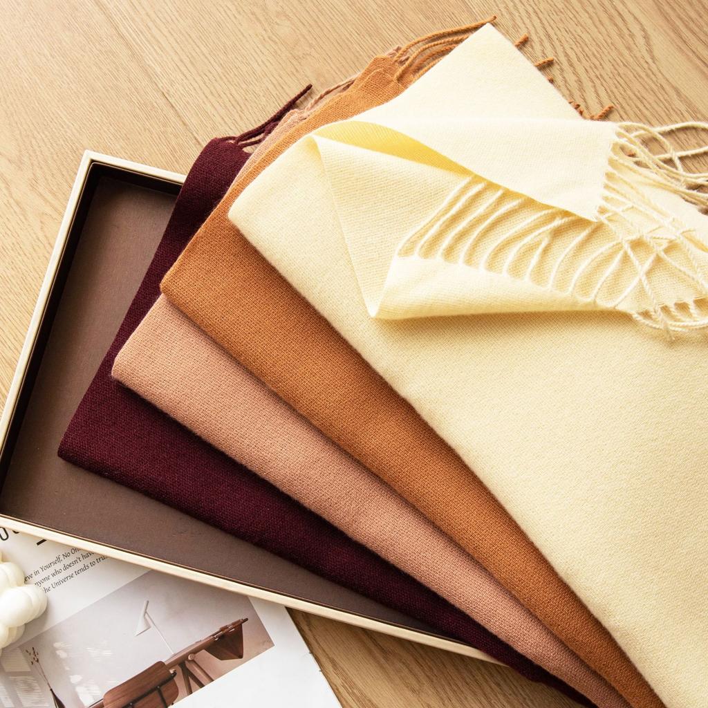 New Solid Color Maillard Imitation Cashmere Scarf for Women in High End Versatile Simple and Warm Scarf