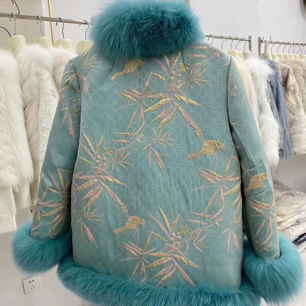 Satin National Style Buckle Imitation Fox Fur Coat Women's Young Fur Coat Winter New