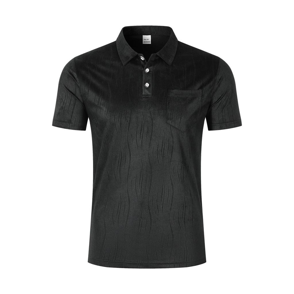 Men's Summer Lapel Button Pocket Corduroy Solid Color Casual Short Sleeve Shirt