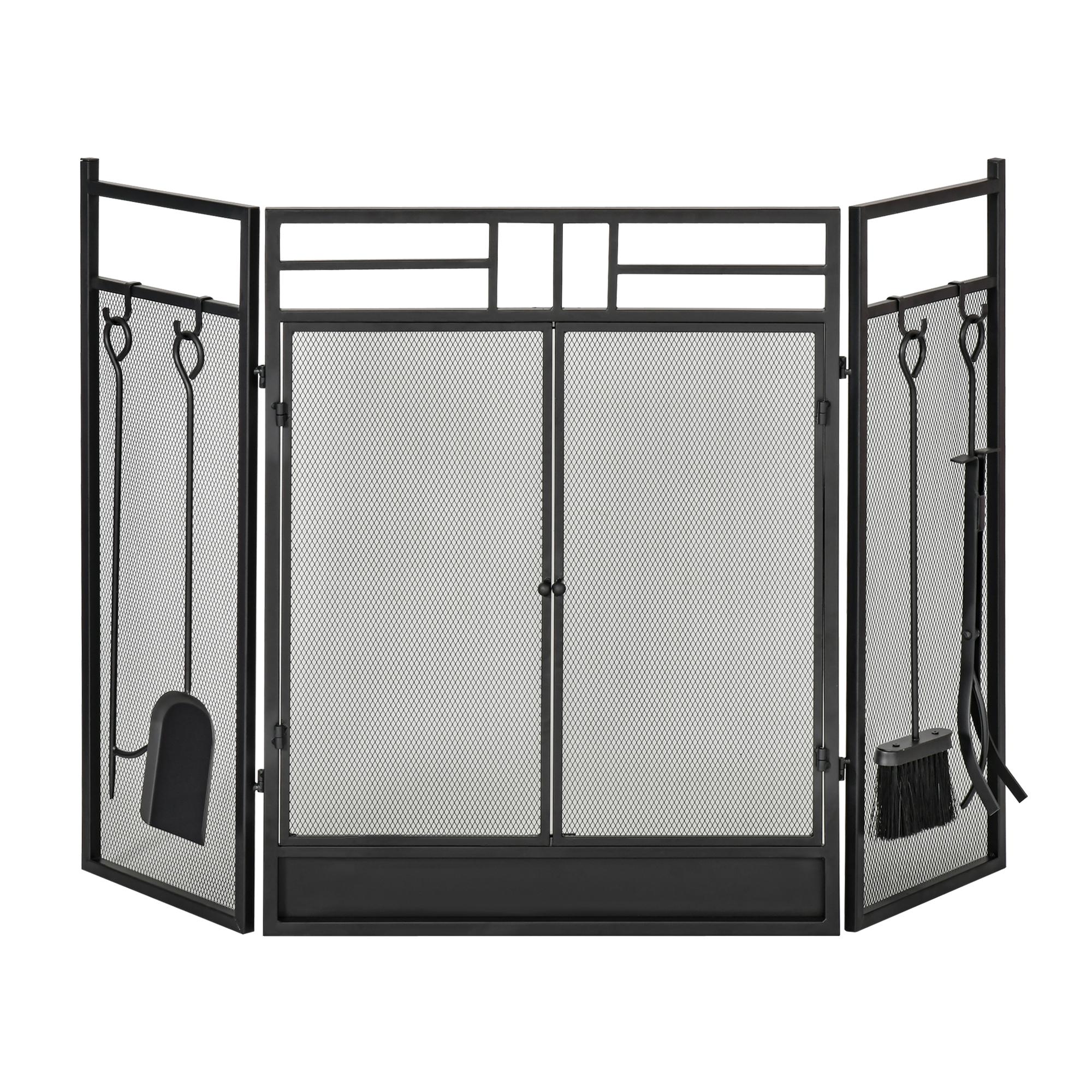 3 Panel Folding Fireplace Screen with
