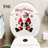 Seasonal Glass Door Ornaments Santa Claus Toilet Sticker, Waterproof PVC Christmas Bathroom Decal for Festive Party Wall Murals Home Decoration,