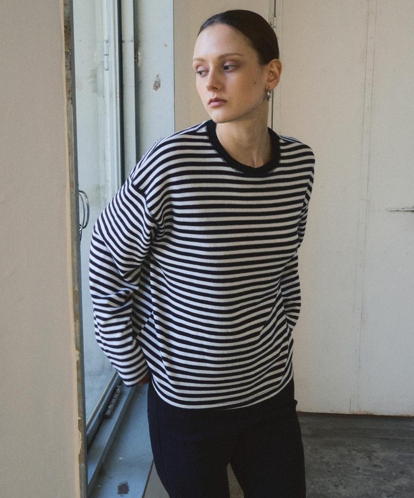 CITTA S/S Soft Cotton Striped T-Shirt_Ctt348 (White)