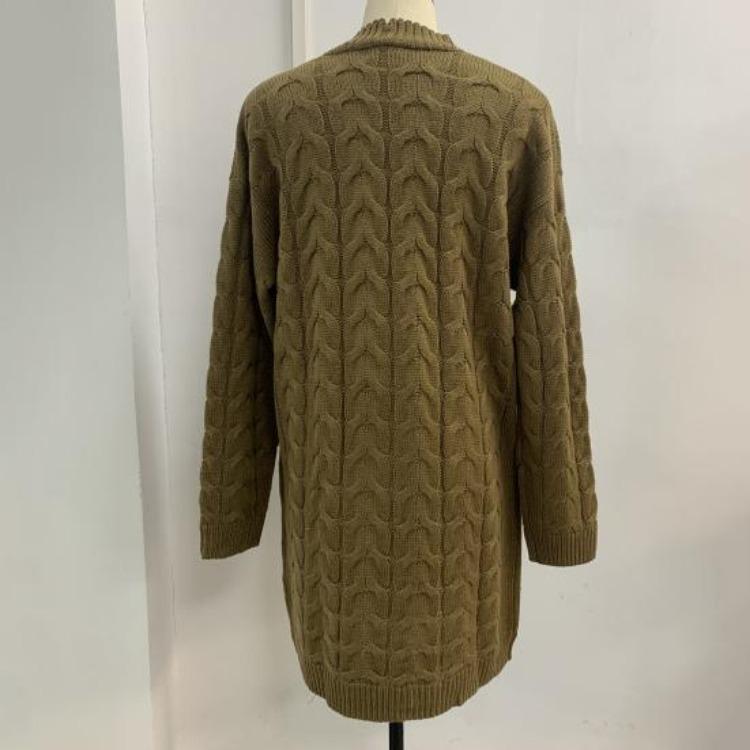 Women Stylish Autumn Winter Mid Length Relaxed Fit Cardigan Sweater Jacket Buttons Closure Streetwear Clothes