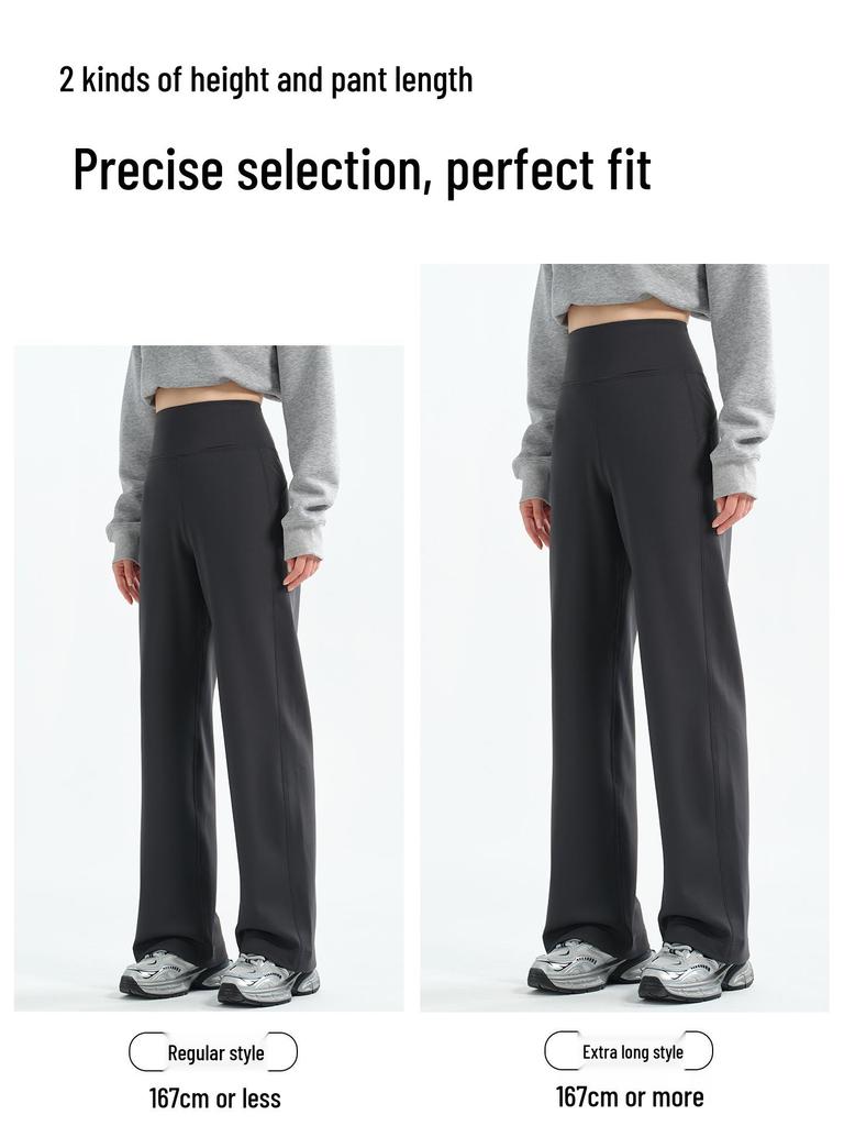 Women's High-Waist Fleece-Lined Yoga Pants: Loose Straight-Leg, Slimming, Ideal for Running, Training, and Autumn/Winter Warmth.