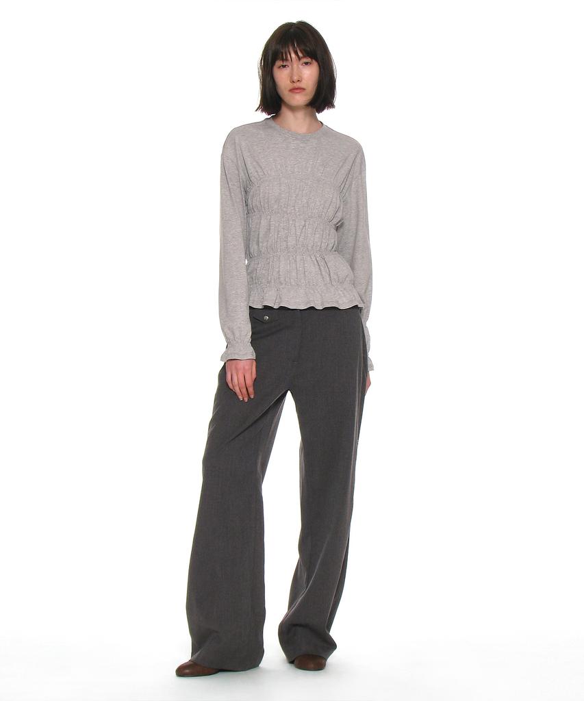PARTIMENTO WOMEN Cutout Waist Trousers_Charcoal Melange