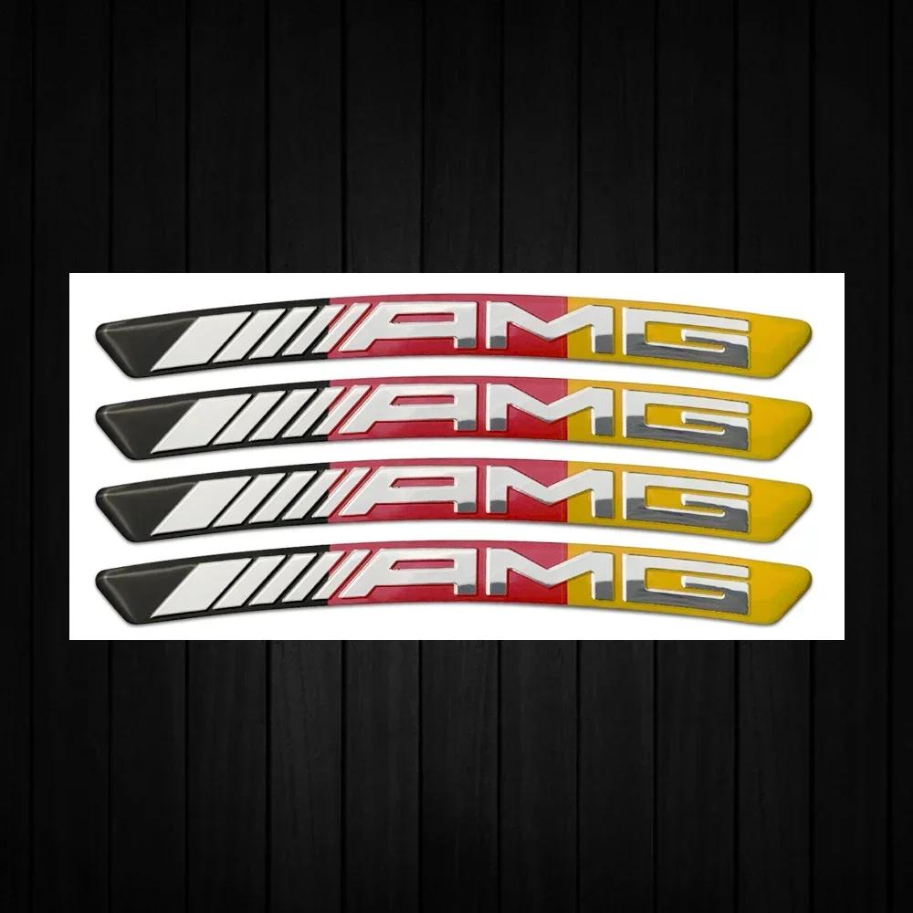 GLC GLB 4pcs AMG Emblem Car Wheel Sticker Rims Cover Decal Accessories For Mercedes Benz Brabus Smart Maybach W204 GLC CLA W20