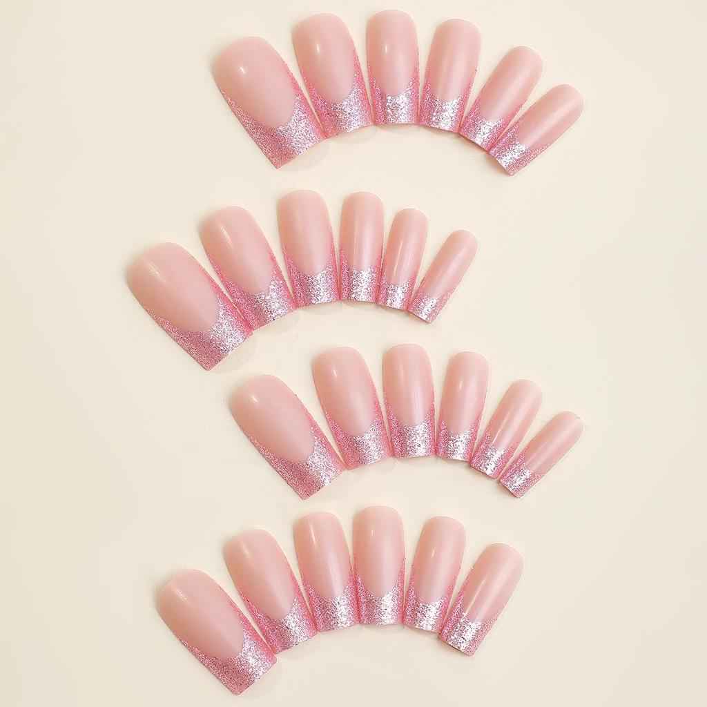 French Edge Glitter Nail Art Tips - Handmade, Extended Wear-on Nails