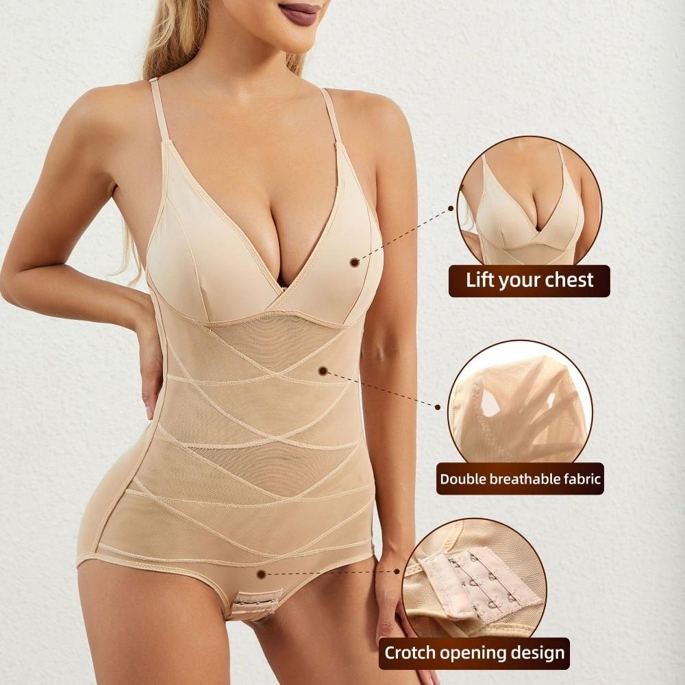 Belly Contracting Slimming Shapewear Seamless Mesh Transparent Bodysuit Postpartum