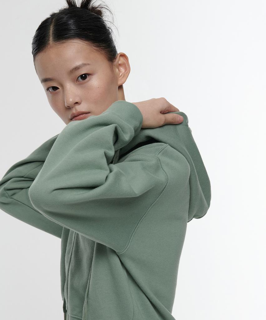 Musinsa Standard Woman Women'S Crop Hooded Sweat Zip-Up [Dusty Green]