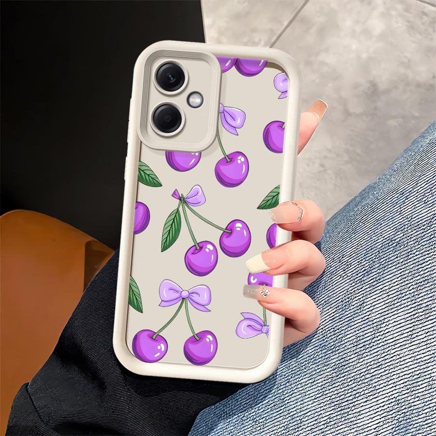 Case for Xiaomi Poco F8 C51 C61 X3 Pro C50 X3 NFC Phone Cover Cartoon Purple Cherry