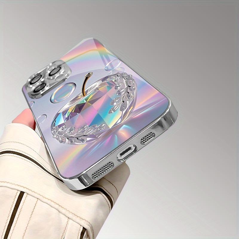 Rainbow Crystal For Apple Pattern Glass Electroplated Phone Case For iPhone 11 12 13 14 15 16 17 Pro Max Plus 16E 17 Air Cover