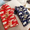 1Pc Chinese Style Dog Tang Suit Shirt Cotton Soft Pet Spring Festival New Year Shirt Comfortable Dragon/Auspicious Cloud Pattern