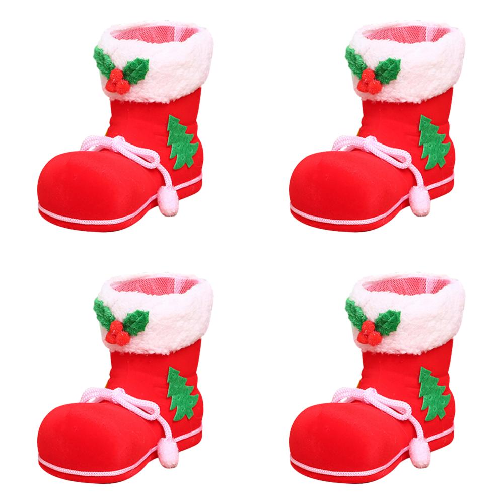 Christmas Socks Candy Boots With Small Bells Holiday Gift Bags Christmas Trees Santa Claus Boots For Fireplace Decoration