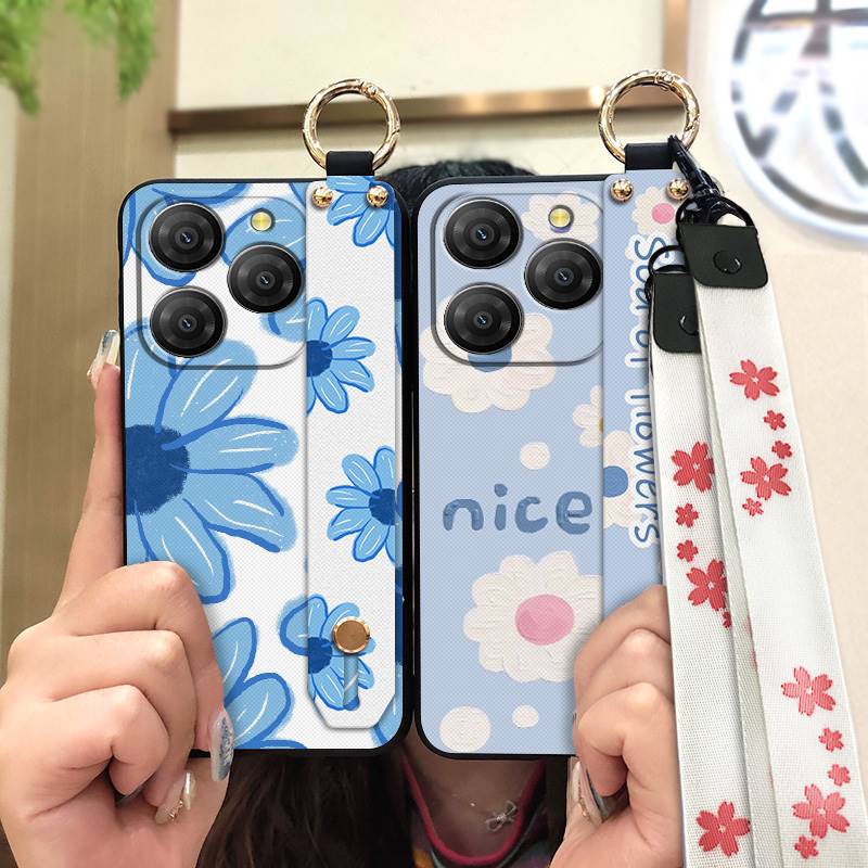 Waterproof Durable Phone Case For Blackview Shark9 5G Soft case Ring Oil Painting Protective Shockproof Wristband Flower