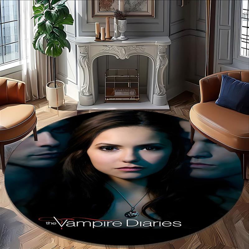 1pc The Vampire Diaries3 Design Printed Area Round Carpet for Bedroom Living Room Home Decor Rugs Mat Non Slip Mat Rug for Bedside