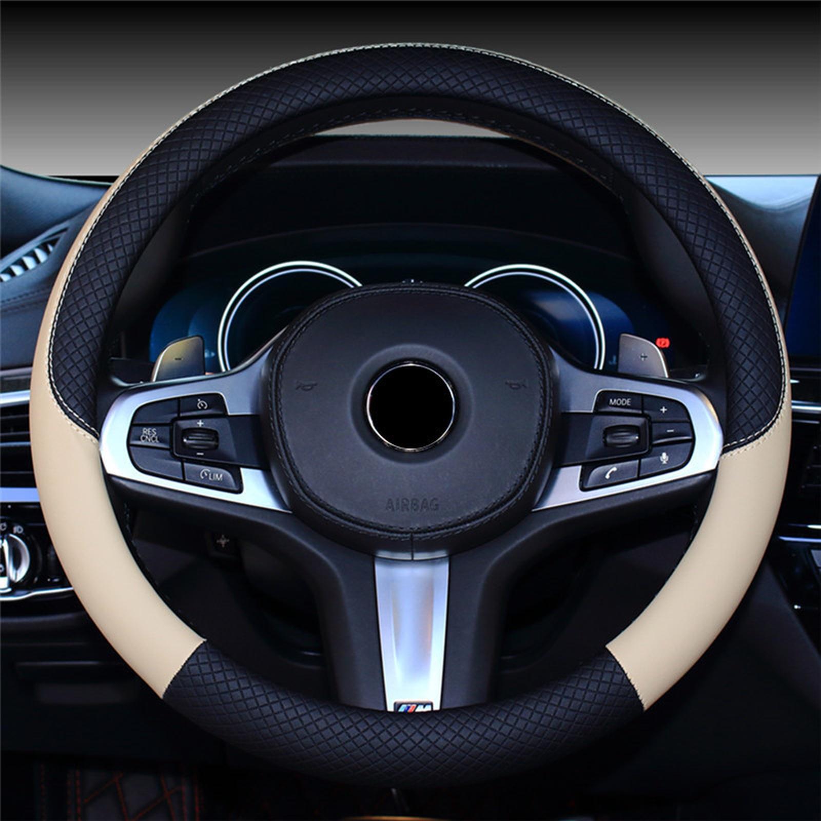 

Автомобильные Универсальные 38см Чехлы на Руль Авто Интерьер Автомобилей Кожаный Защитный Чехол Четыре- Универсальный Чехол на Руль One Size бежевый