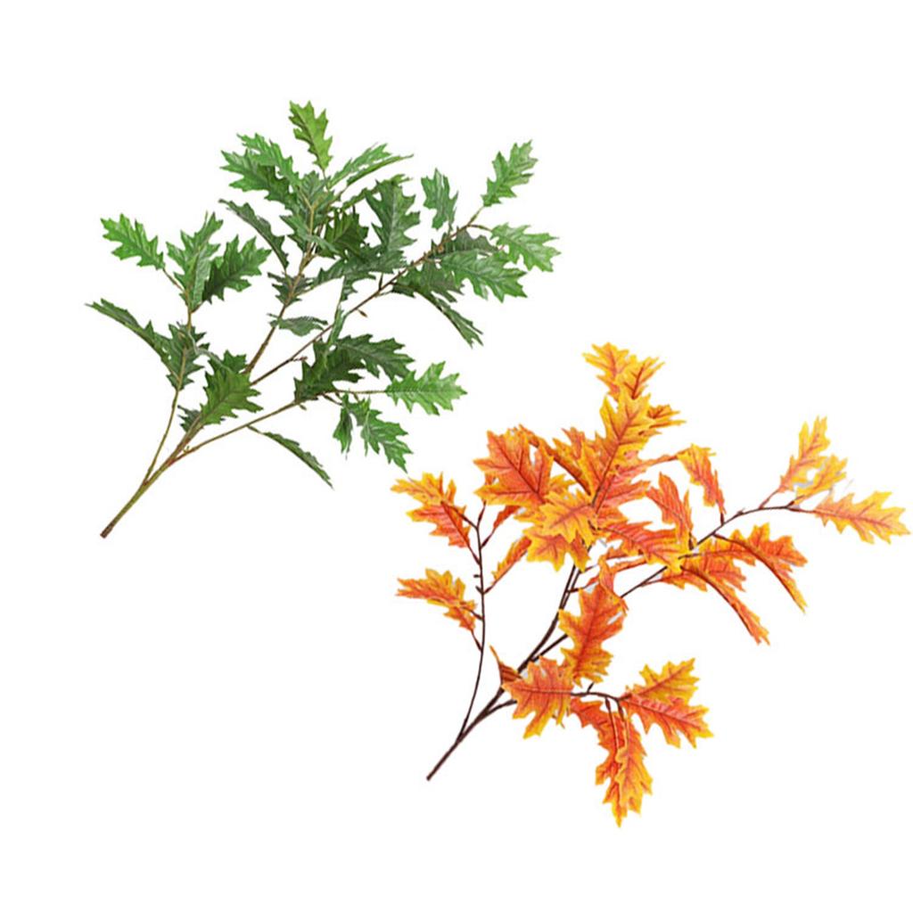 Artificial Oak Leaves Silk Fabric Leaves Flexible Iron Stem Decorative Faux Oak Leaves Home Decor Artificial Oak Leaves