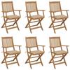 Exclusive House - Folding Garden Chairs Set of 6 with Cushions Acacia Wood