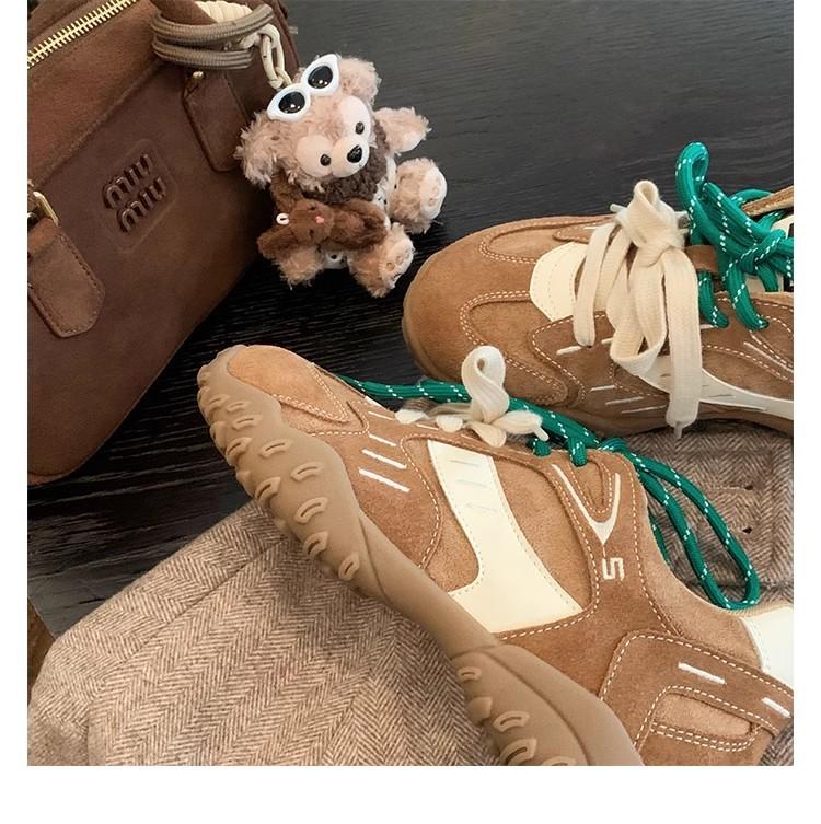 Grape Mother of the Same Style, Thick-soled Heightening Casual Leather German Training Board Shoes Forrest Gump Shoes Women's New 2025 Spring and Autu