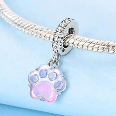 Cat Paw Copper Metal Charm Bead Component Compatible With Orignal Bracelet High Quality Fine Jewelry Bead Component Do It Yourself Pink Pendant Bead