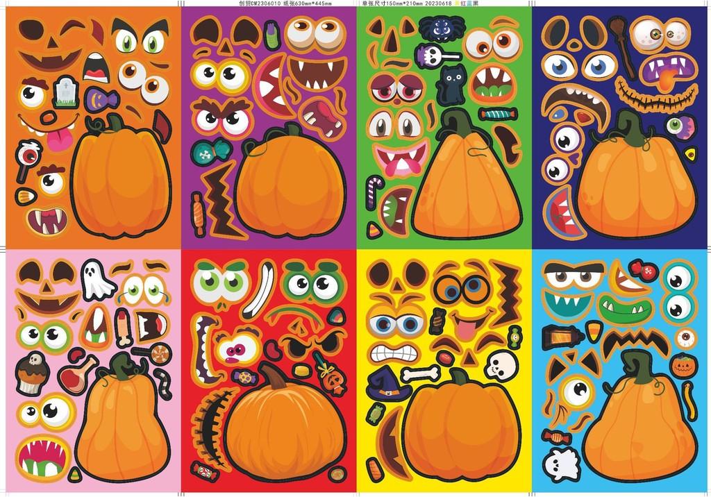 Adorable Cm2306010 Cartoon Pumpkin Diy Stickers For Festive Halloween Crafts