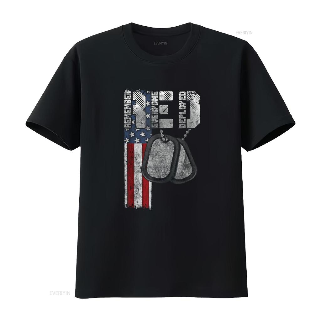 Remember Everyone Deployed T Shirt vintage Washed Breathable homme Slightly fashion Stretched Casual Stylish Versatile