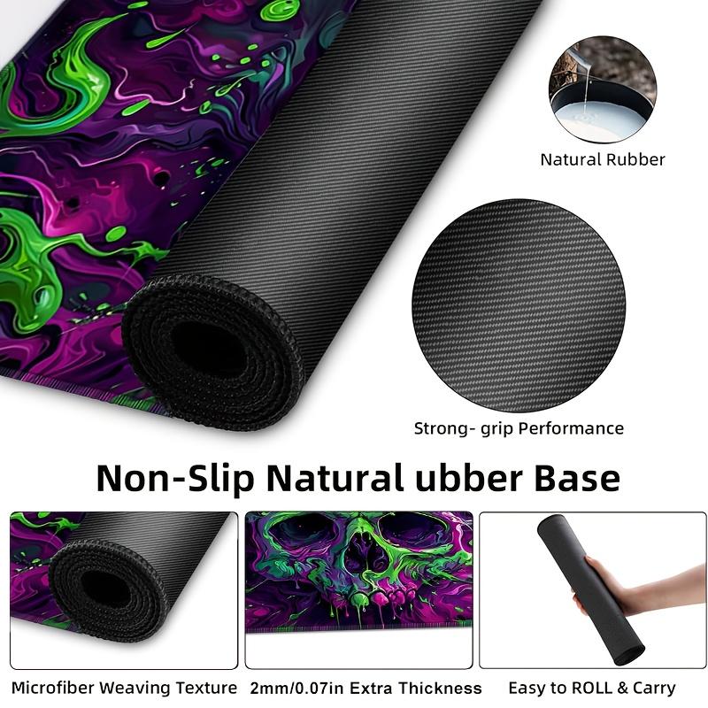 Green and Purple Skull Gaming Mouse Pad Large Mousepad XXL Table Mat Anti-slip Keyboard Rug Laptop Desk Game Office Home Writing