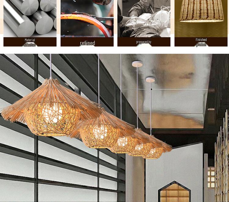 Creative Bamboo & Rattan Pendant Light for Bedroom, Japanese Restaurant, or Teahouse