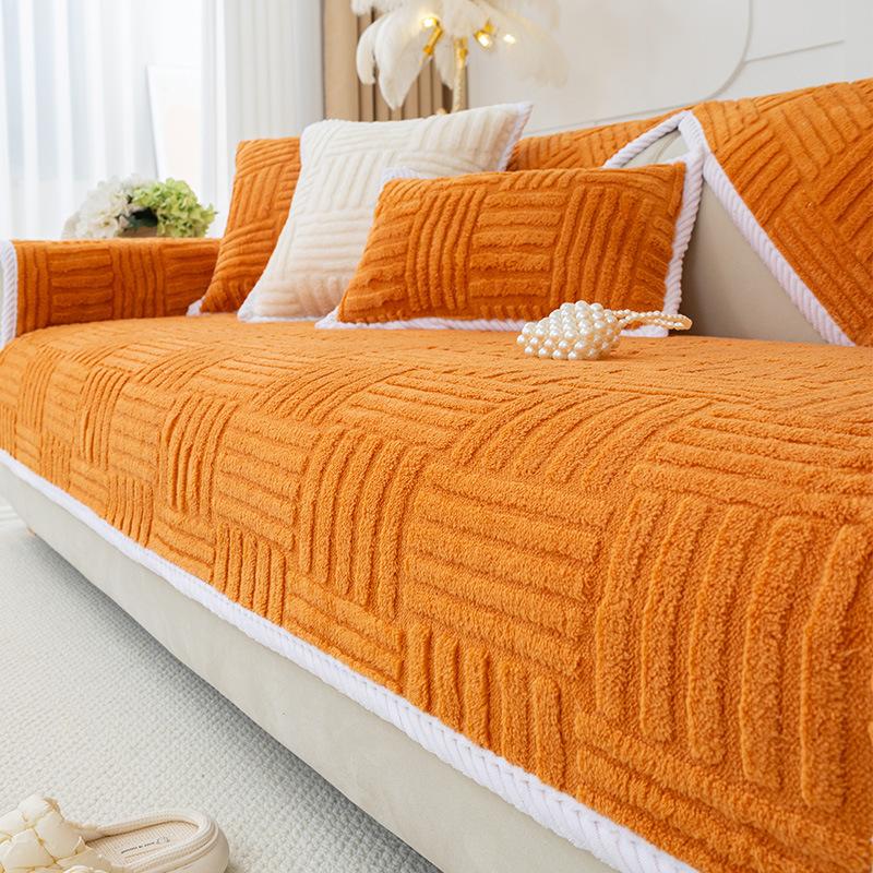 Thickened Cotton Velvet Sofa Cushion Autumn And Winter Plush Non-Slip Seat Cushion Simple Modern Straight Row Sofa Cover Cover Cloth Towel