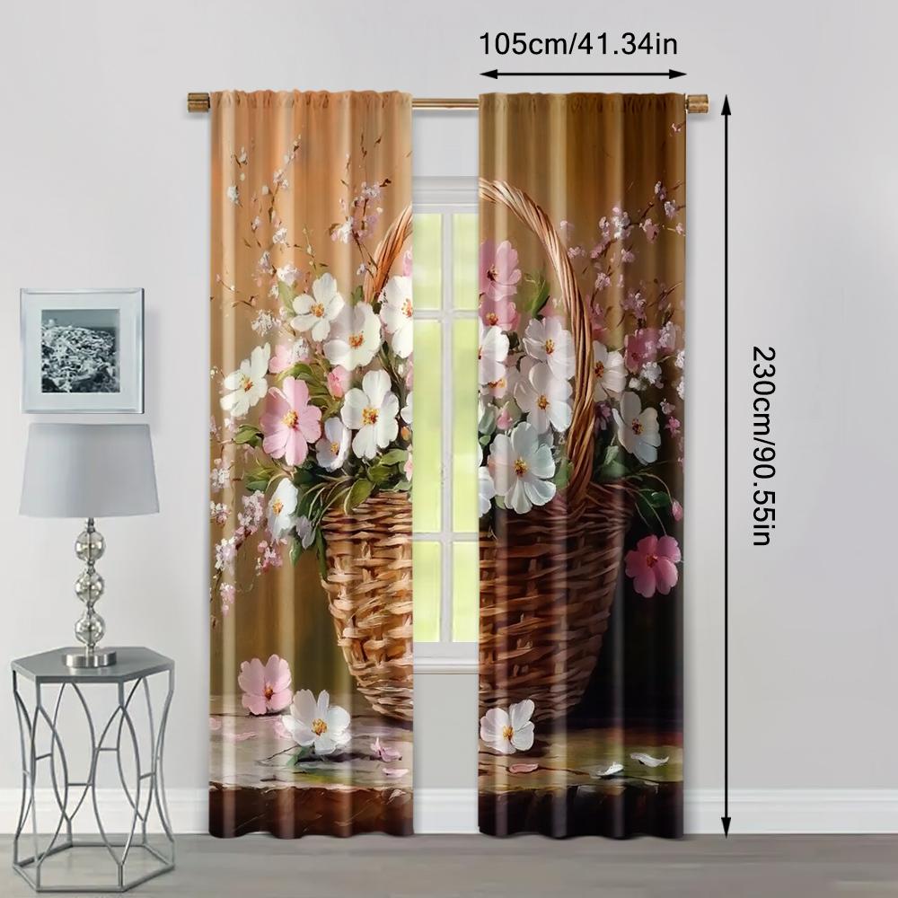 2pc,  Easter Popular Curtain Resurgence109 Polyester,Without Electricity Family Party Applies To Indoor Celebrations, Room Decor