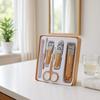 Coffee Color Anti-Splash Nail Clippers & Nail File Set - Stainless Steel Manicure Tools for Home Use.