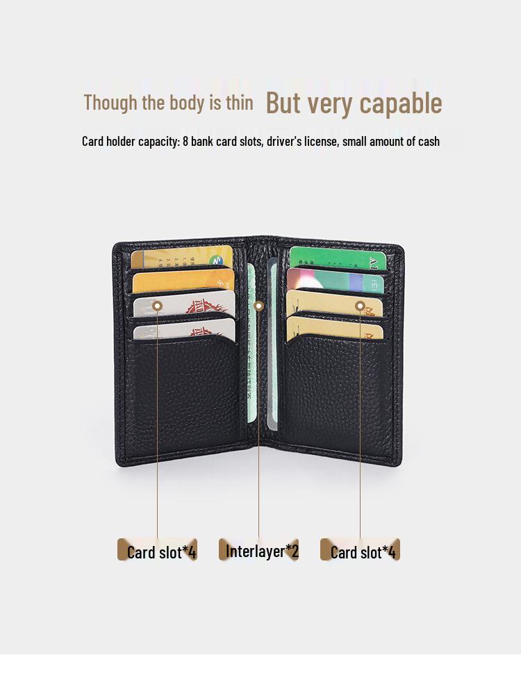 Porte-cartes pour homme en cuir véritable avec blocage RFID - Cuir de vachette personnalisé grain litchi